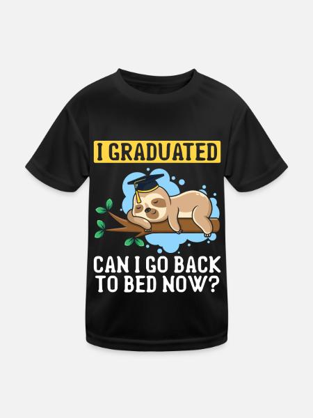 Sloth Graduation Lazy Student - Kids Functional T-Shirt - black - Front
