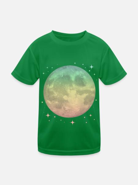 Mond Pastel Himmlisch - Kinder Funktions-T-Shirt - Kelly Green - Vorne