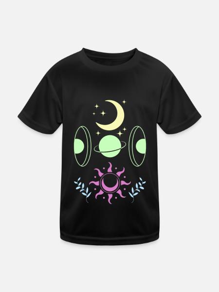 Pastel Goth Mond Niedlicher Halbmond - Kinder Funktions-T-Shirt - Schwarz - Vorne