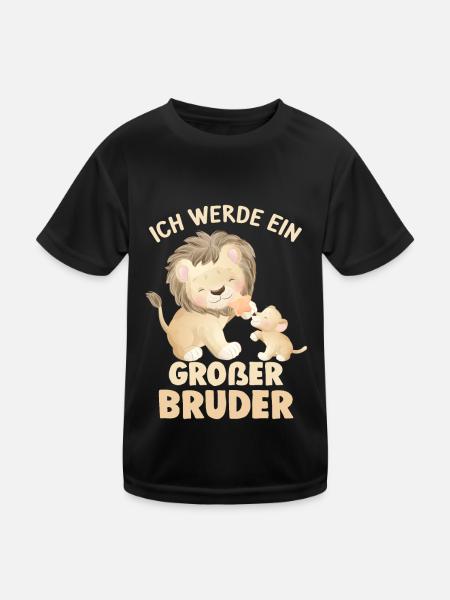 Großer Bruder Löwen - Kinder Funktions-T-Shirt - Schwarz - Vorne