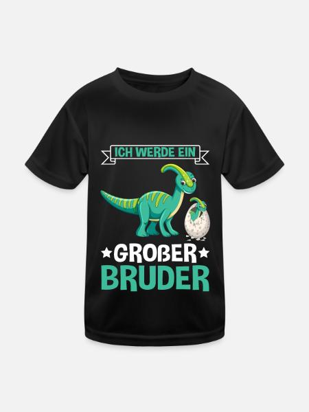 Dinosaurier Großer Bruder Dino - Kinder Funktions-T-Shirt - Schwarz - Vorne