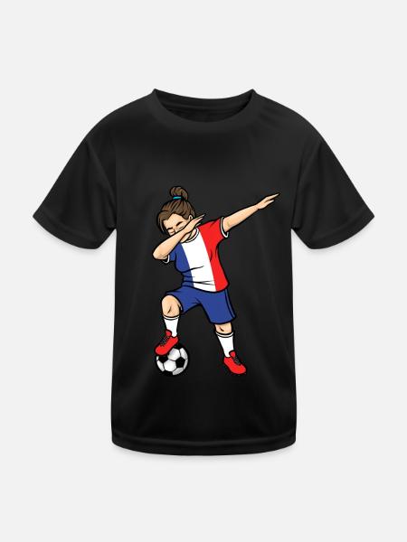 Dabbing Soccer Player Girls France Soccer - Kids Functional T-Shirt - black - Front