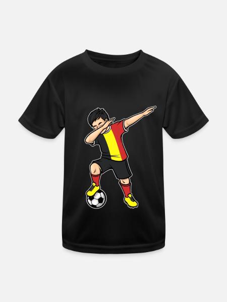 Dabbing Fußballspieler Junge Belgien Fußball - Kinder Funktions-T-Shirt - Schwarz