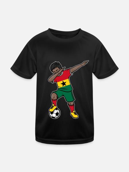 Dabbing Football Player Young Ghana Football - Kids Functional T-Shirt - black - Front