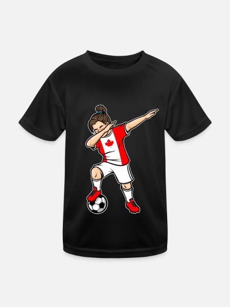 Dabbing Soccer Player Girls Canada Soccer - T-shirt sport Enfant - noir - Devant