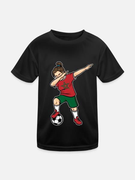 Dabbing Footballeuse Filles Maroc Football - T-shirt sport Enfant - noir - Devant