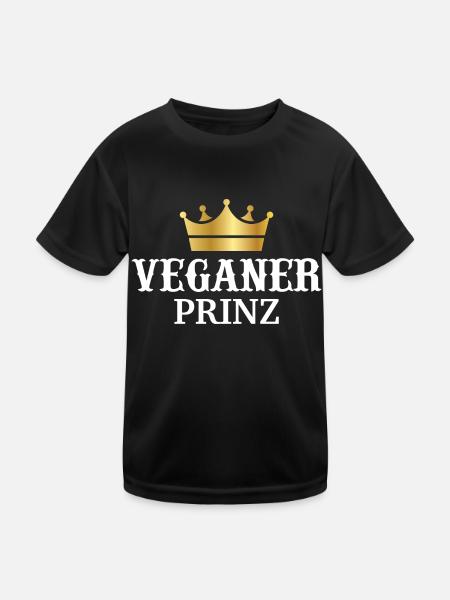Veganer Prinz - Kinder Funktions-T-Shirt - Schwarz - Vorne