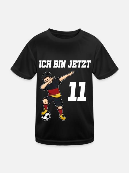 Fußballer 11 Jahre alt Jungen Deutschland Fußball - Kinder Funktions-T-Shirt - Schwarz - Vorne