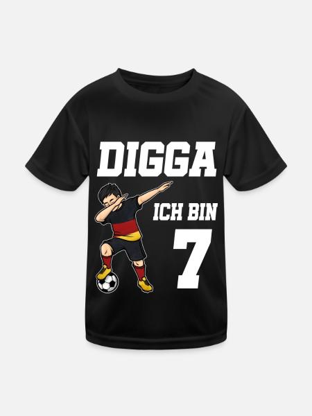 Fußball Junge 7. Geburtstag Fußballer Deutschland - Kinder Funktions-T-Shirt - Schwarz - Vorne