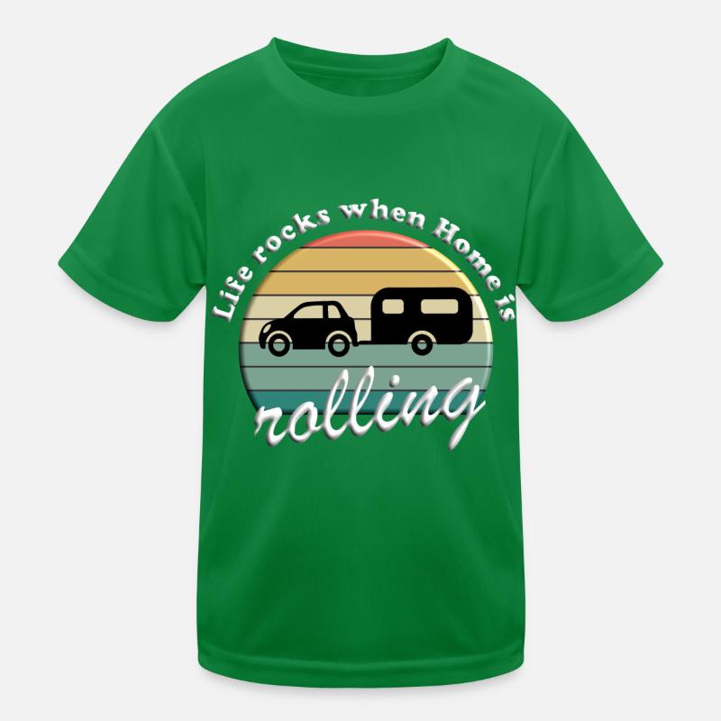Life rocks when home is rolling Kids Functional T-Shirt