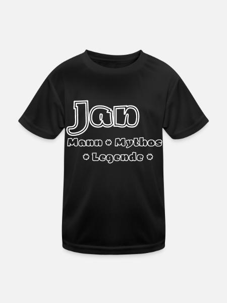 Jan - Mann, Mythos, Legende - Kinder Funktions-T-Shirt - Schwarz - Vorne
