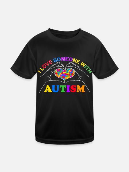 I love someone with autism awareness month - Kids Functional T-Shirt - black - Front