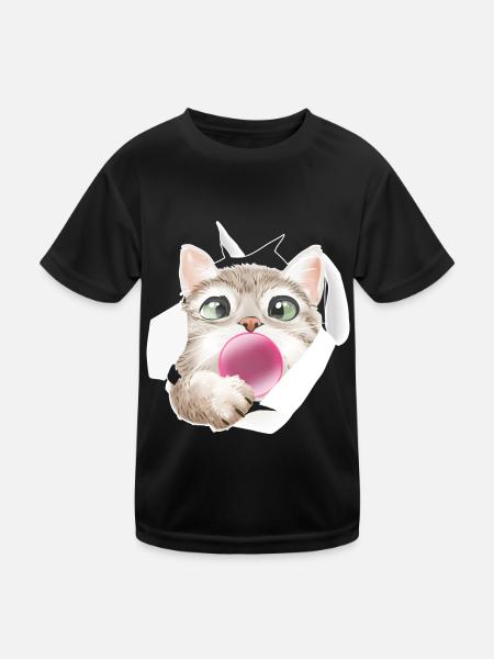 Chat Gomme à mâcher Mignon Félin - T-shirt sport Enfant - noir - Devant