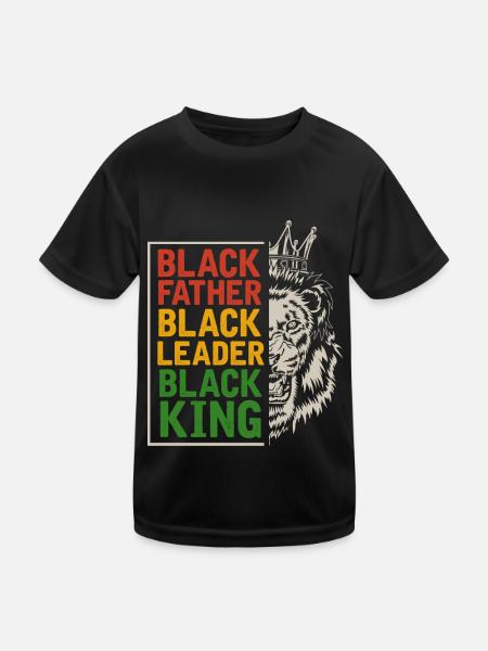Black Father Men Afro Lion African - Kids Functional T-Shirt - black - Front