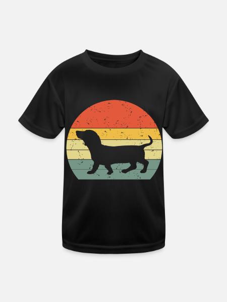 Dackel Dachshund Teckel Vintage Rétro - T-shirt sport Enfant - noir - Devant