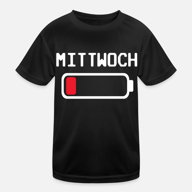 Mittwoch Batterie leer Design - Kinder Funktions-T-Shirt - Schwarz