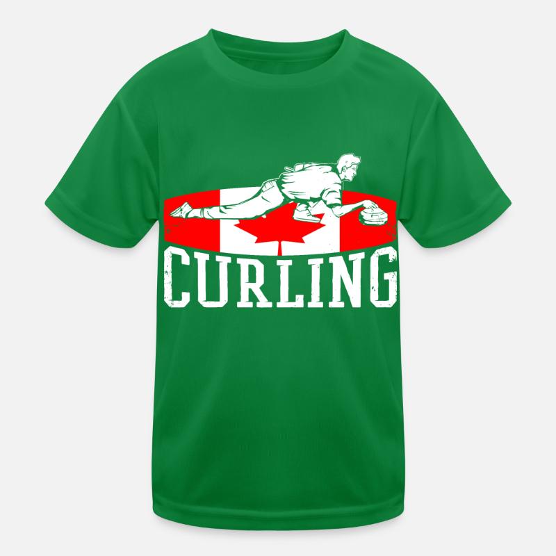 Curling Pierre de curling Canada Curler Curling drapeau canadien Curling T-shirt sport Enfant