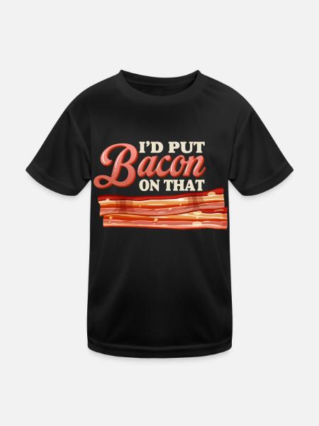 Je mettrais du bacon sur le drôle d’amateur de bacon - T-shirt sport Enfant - noir - Devant