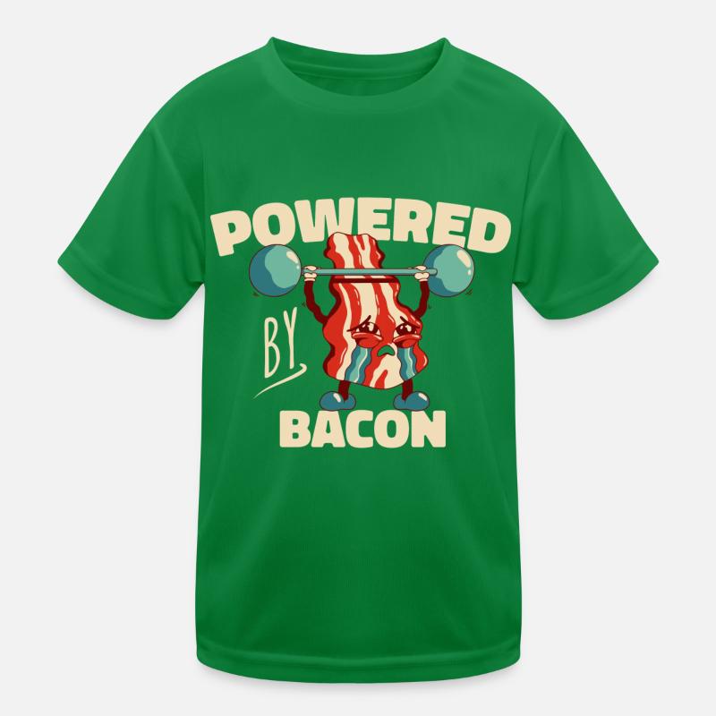Powered by Bacon Funny Bacon Lover Kids Functional T-Shirt