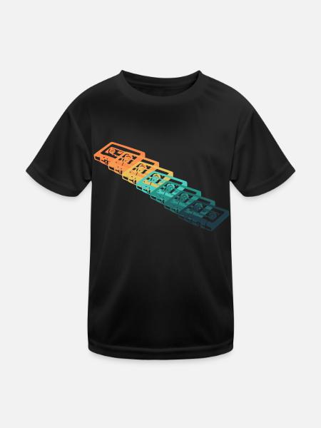 Vintage-Kassette - Kinder Funktions-T-Shirt - Schwarz - Vorne