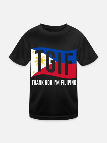 Dieu merci, je suis philippin pour philippin - T-shirt sport Enfant - noir - Devant