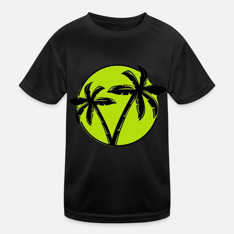 Palm Tree Silhouette Circle 1 Kids Functional T-Shirt