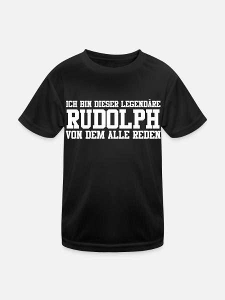 Rudolph Name Design - Kinder Funktions-T-Shirt - Schwarz - Vorne