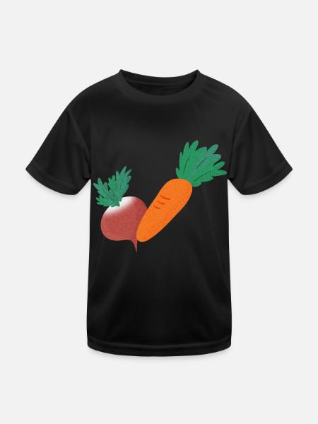 Radish & Carrot - Kids Functional T-Shirt - black - Front