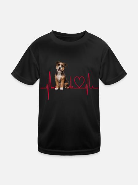 Heartbeat Gift for Dogs - Kids Functional T-Shirt - black - Front