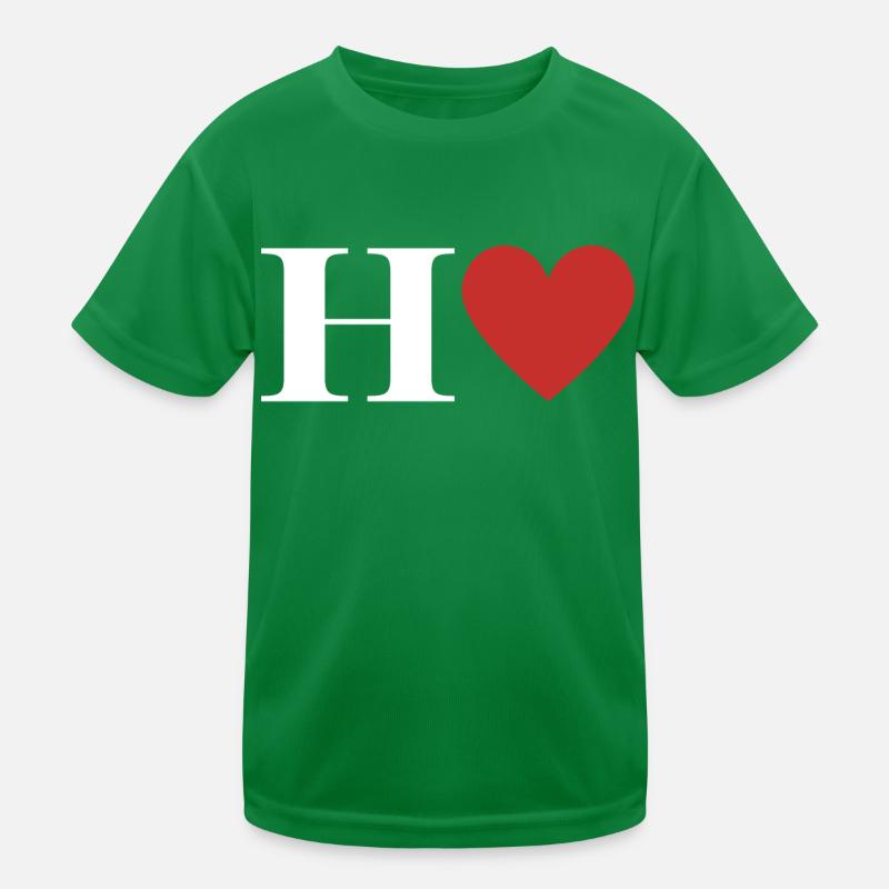 Buchstabe h rotes Herz Kinder Funktions-T-Shirt