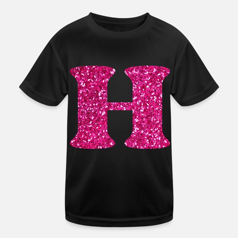Buchstabe h rosa glitzernd Kinder Funktions-T-Shirt