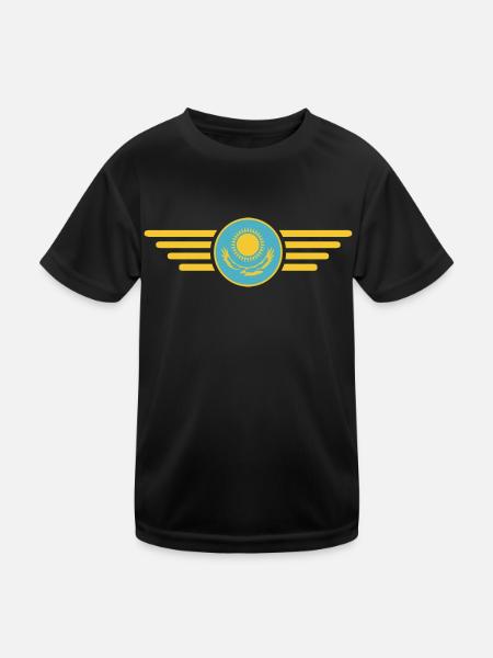 Ich liebe Kasachstan, Eleganz Stil Design T-Shirt - Kinder Funktions-T-Shirt - Schwarz - Vorne