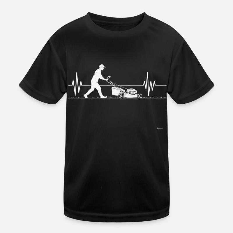 Rasenmäher Herzschlag Gras Mähen Gartenarbeit Kinder Funktions-T-Shirt