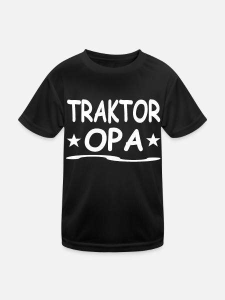 Traktor - Kinder Funktions-T-Shirt - Schwarz - Vorne