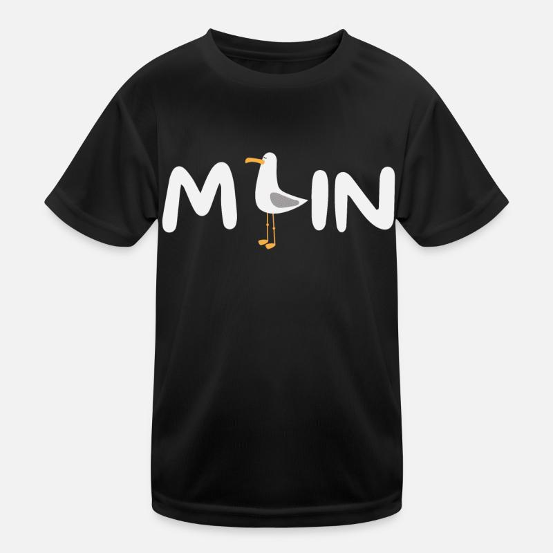 MOIN mit Möwe - Kinder Funktions-T-Shirt - Schwarz