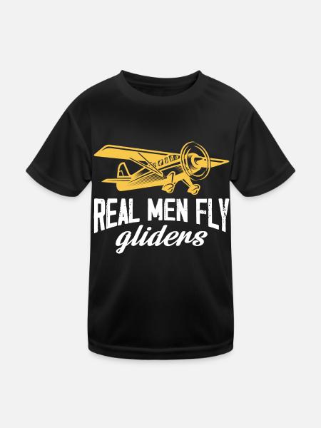 Real men fly gliders Design for a rc plane - Kids Functional T-Shirt - black - Front
