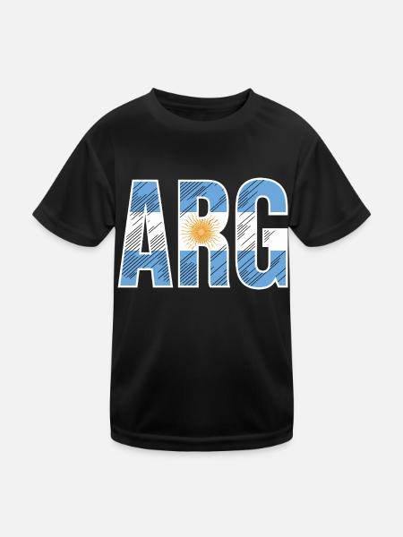Argentinien - Kinder Funktions-T-Shirt - Schwarz - Vorne