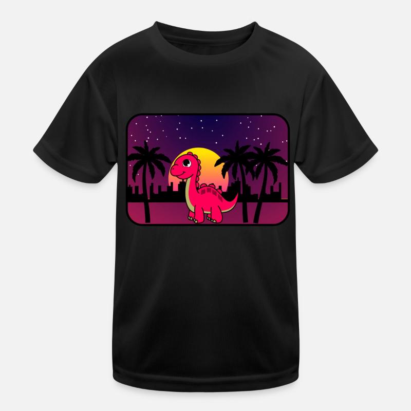 Dino Retro Wave Kinder Funktions-T-Shirt