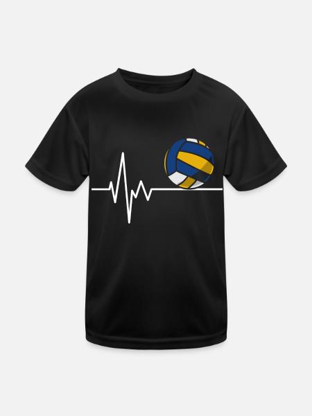 VOLLEYBALL Heartbeat Shirt Sport Volleyball Team - Kids Functional T-Shirt - black - Front