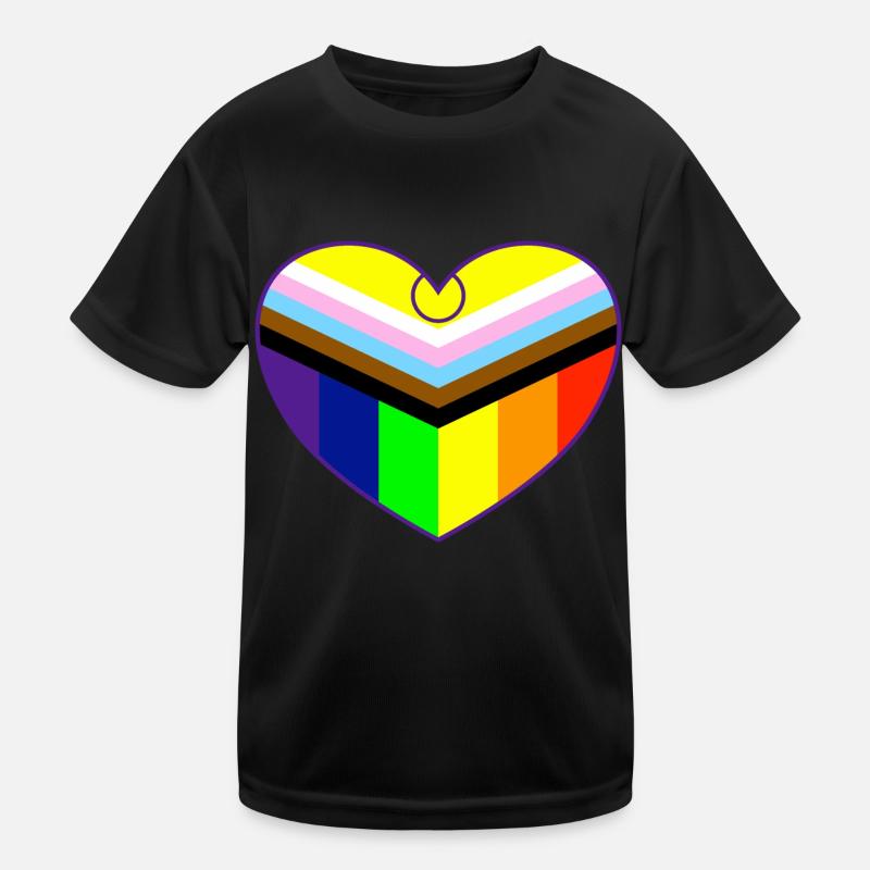 Progress Pride Flag Intersex, Heart Pride Flag Kinder Funktions-T-Shirt