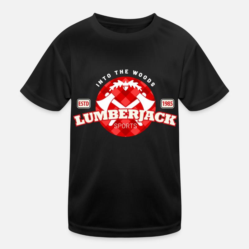 lumberjack check pattern in a circle - Kids Functional T-Shirt - black
