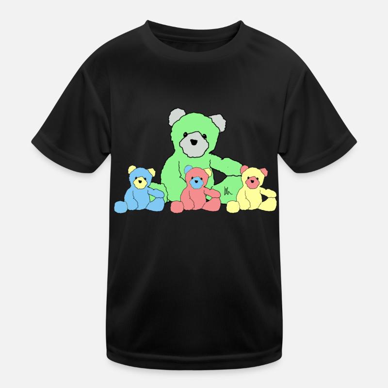 Teddy - Kinder Funktions-T-Shirt - Schwarz
