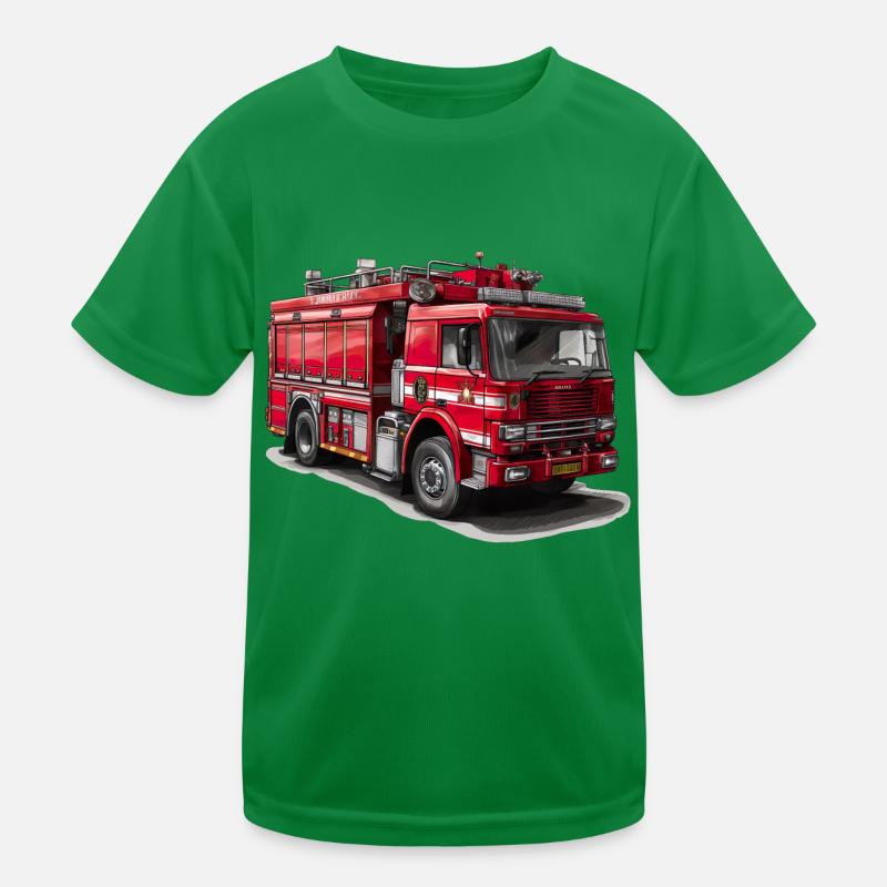 Mit Feuerwehrautos Brände bekämpfen Kinder Funktions-T-Shirt
