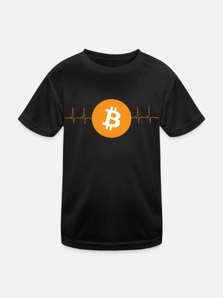 Bitcoin Herzschlag - Kinder Funktions-T-Shirt - Schwarz