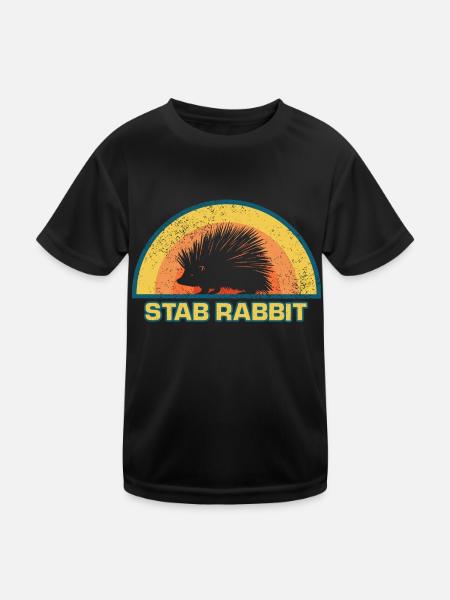 Stab Kaninchen Stachelschwein Wildlife - Kinder Funktions-T-Shirt - Schwarz - Vorne