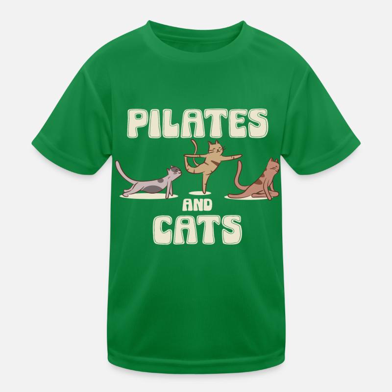 Pilates and Cats Relaxation Motif Kids Functional T-Shirt