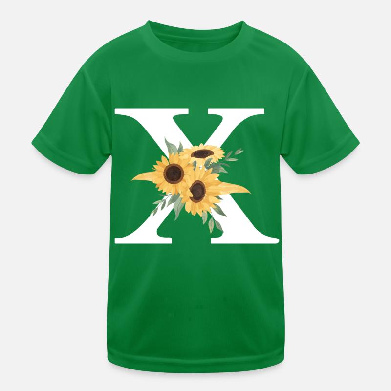 Buchstabe x blumige Sonnenblume Kinder Funktions-T-Shirt