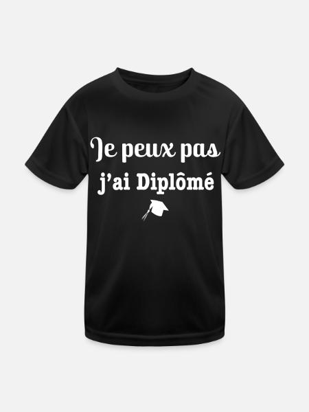 Je peux pas j ai Diplômé - T-shirt sport Enfant - noir - Devant