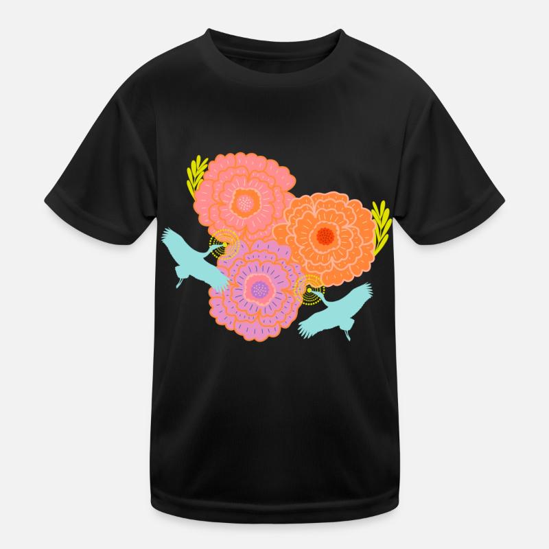 Peony and cranes Kids Functional T-Shirt