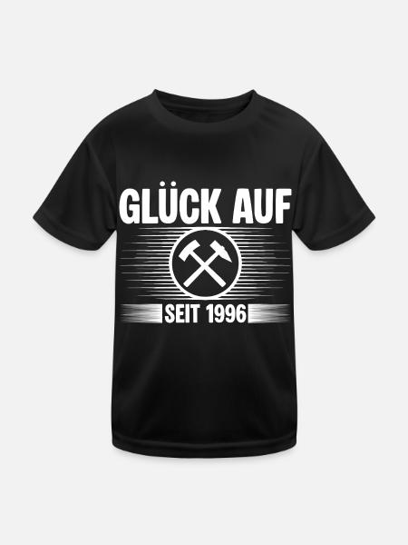 Glueck auf seit 1996 - Kinder Funktions-T-Shirt - Schwarz - Vorne